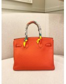 (UNUSED) HERMES BIRKIN 30 CAPUCINE TOGO LEATHER WITH PALLADIUM HARDWARE STAMP A -FULL SET-