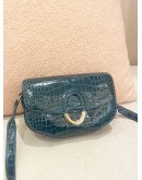 (BRAND NEW) HERMES CHERCHE MIDI LIMITED EDITION CROCODILE ALLIGATOR EMRALD BLUE GREEN SHOULDER BAG PHW