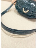 (BRAND NEW) HERMES CHERCHE MIDI LIMITED EDITION CROCODILE ALLIGATOR EMRALD BLUE GREEN SHOULDER BAG PHW