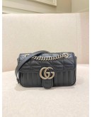 GUCCI GG MARMONT SUPER MINI SILVER CHAIN MATELESS LEATHER SHOULDER BAG