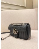 GUCCI GG MARMONT SUPER MINI SILVER CHAIN MATELESS LEATHER SHOULDER BAG