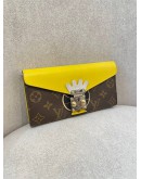 LOUIS VUITTON TRIBAL MASK MONOGRAM CANVAS YELLOW LEATHER LONG WALLET 