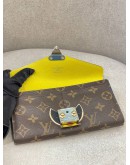 LOUIS VUITTON TRIBAL MASK MONOGRAM CANVAS YELLOW LEATHER LONG WALLET 