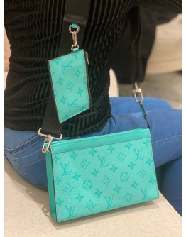 2023 LOUIS VUITTON GASTON WEARABLE WALLET IN MIAMI GREEN MONOGRAM CANVAS & TAIGARAMA LEATHER 