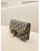 CHRISTIAN DIOR SADDLE CHAIN BAG IN NAVY BLUE OBLIQUE JACQUARD CANVAS   