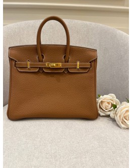 BRAND NEW HERMES BIRKIN 25 BROWN TOGO LEATHER IN GOLD HARDWARE 