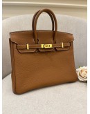 BRAND NEW HERMES BIRKIN 25 BROWN TOGO LEATHER IN GOLD HARDWARE 