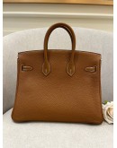 BRAND NEW HERMES BIRKIN 25 BROWN TOGO LEATHER IN GOLD HARDWARE 