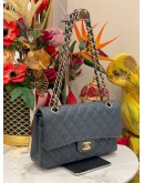 2019 CHANEL DARK GREY CAVIAR LEATHER CLASSIC MEDIUM DOUBLE FLAP GOLD CHAIN BAG