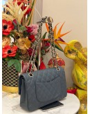 2019 CHANEL DARK GREY CAVIAR LEATHER CLASSIC MEDIUM DOUBLE FLAP GOLD CHAIN BAG