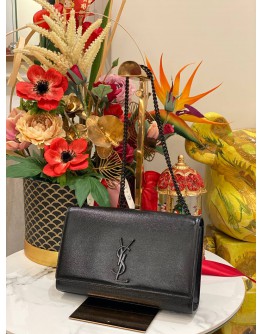 YSL SAINT LAURENT MEDIUM KATE IN BLACK PEBBLED LEATHER CHAIN BAG