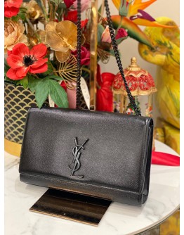 YSL SAINT LAURENT MEDIUM KATE IN BLACK PEBBLED LEATHER CHAIN BAG