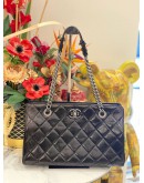 (LIKE NEW) CHANEL BLACK QUILTED GOATSKIN LEATHER PERFECT EDGE TOTE BAG 