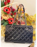 (LIKE NEW) CHANEL BLACK QUILTED GOATSKIN LEATHER PERFECT EDGE TOTE BAG 