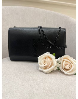 YSL SAINT LAURENT MEDIUM KATE IN BLACK PEBBLED LEATHER CHAIN BAG