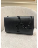 YSL SAINT LAURENT MEDIUM KATE IN BLACK PEBBLED LEATHER CHAIN BAG