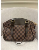 LOUIS VUITTON VERONA PM BROWN DAMIER EBENE CANVAS SHOULDER BAG GOLD HARDWARE