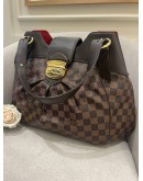 LOUIS VUITTON SISTINA GM BROWN DAMIER EBENE CANVAS SHOULDER BAG IN GOLD HARDWARE