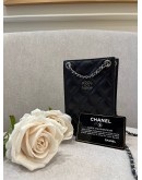 CHANEL CC CARD AND PHONE HOLDER CROSSBODY IN BLACK CALFSKIN LEATHER