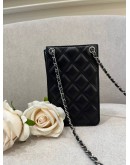 CHANEL CC CARD AND PHONE HOLDER CROSSBODY IN BLACK CALFSKIN LEATHER