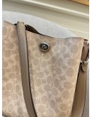 (LIKE NEW) COACH BEIGE SIGNATURE CHARLIE BUCKET HANDBAG SHOULDER BAG 