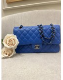 CHANEL CLASSIC MEDIUM DOUBLE FLAP GOLD CHAIN BAG IN INDIGO BLUE CAVIAR LEATHER