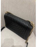 CHANEL BOY NEW MEDIUM FLAP SHOULDER AND CROSSBODY BAG IN BLACK QUILTED LAMBSKIN LEATHER YEAR 2017