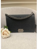 CHANEL MEDIUM BOY CHEVRON FLAP GHW SILVER HARDWARE 