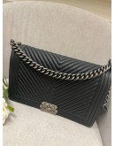 CHANEL MEDIUM BOY CHEVRON FLAP GHW SILVER HARDWARE 