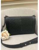 CHANEL MEDIUM BOY CHEVRON FLAP GHW SILVER HARDWARE 