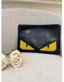 FENDI YELLOW MONSTER EYES ZIPPER SLIM POUCH