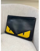 FENDI YELLOW MONSTER EYES ZIPPER SLIM POUCH