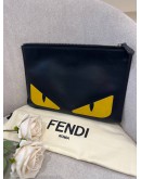 FENDI YELLOW MONSTER EYES ZIPPER SLIM POUCH