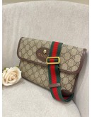 GUCCI BROWN GG SUPREME CANVAS NEO VINTAGE WEB FLAP BELT BAG 