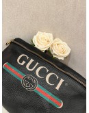 GUCCI PRINTE SMALL BLACK LEATHER BUM BAG FANNY PACK 