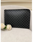 LOUIS VUITTON DAMIER GRAPHITE POCHETTE JOUR GM WITH BLACK LINING 