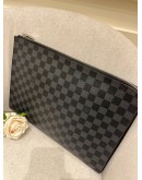 LOUIS VUITTON DAMIER GRAPHITE POCHETTE JOUR GM WITH BLACK LINING 