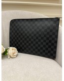 LOUIS VUITTON DAMIER GRAPHITE POCHETTE JOUR GM WITH BLACK LINING 