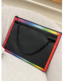 2019 LOUIS VUITTON LIMITED EDITION VIRGIL ABLOH TAIGA LEATHER POCHETTE BLACK AND RAINBOW COLOR CLUTCH 