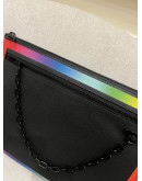 2019 LOUIS VUITTON LIMITED EDITION VIRGIL ABLOH TAIGA LEATHER POCHETTE BLACK AND RAINBOW COLOR CLUTCH 