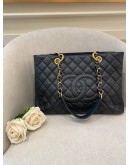 CHANEL GST TOTE SHOULDER BAG IN BLACK CAVIAR LEATHER GOLD HARDWARE 