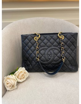 CHANEL GST TOTE SHOULDER BAG IN BLACK CAVIAR LEATHER GOLD HARDWARE 