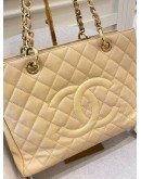 CHANEL GST CAVIAR LEATHER BAG BEIGE GHW