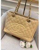 CHANEL GST CAVIAR LEATHER BAG BEIGE GHW