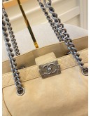 CHANEL BOY TOTE BAG IN BEIGE CALFSKIN LEATHER