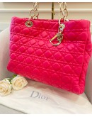 CHRISTIAN DIOR PINK LARGE CANNAGE SOFT LEATHER SHOPPING GOLD HARDWARE CHAIN TOTE BAG