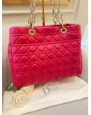 CHRISTIAN DIOR PINK LARGE CANNAGE SOFT LEATHER SHOPPING GOLD HARDWARE CHAIN TOTE BAG