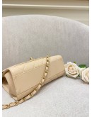 CHANEL BEIGE CRUMPLED LAMBSKIN MINI FLAP BAG WITH TOP HANDLE