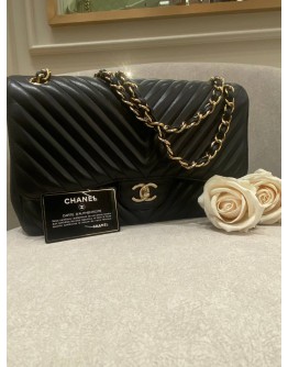 CHANEL JUMBO CLASSIC CHEVRON LAMBSKIN LEATHER DOUBLE FLAP BAG