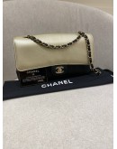 CHANEL CLASSIC MEDIUM PURE BICOLOR GOLDEN GOLD CAVIAR AND BLACK CALF LEATHER TIMELESS FLAP BAG YEAR 2017 